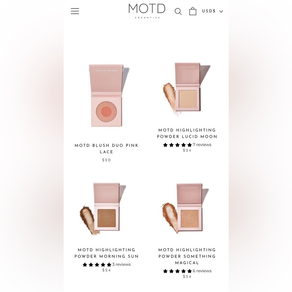 4 piece Makeup bundle New in Box MOTD 1 blush and 3 highlighting powders